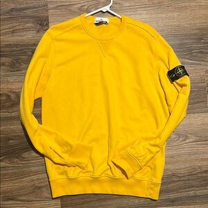 Stone Island Yellow Crewneck Sweater with Badge Detail